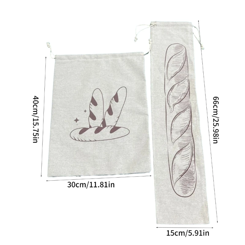 Brotbeutel Leinen Set 2-teilig - Wiederverwendbare Baumwolltaschen Für Brot & Baguette