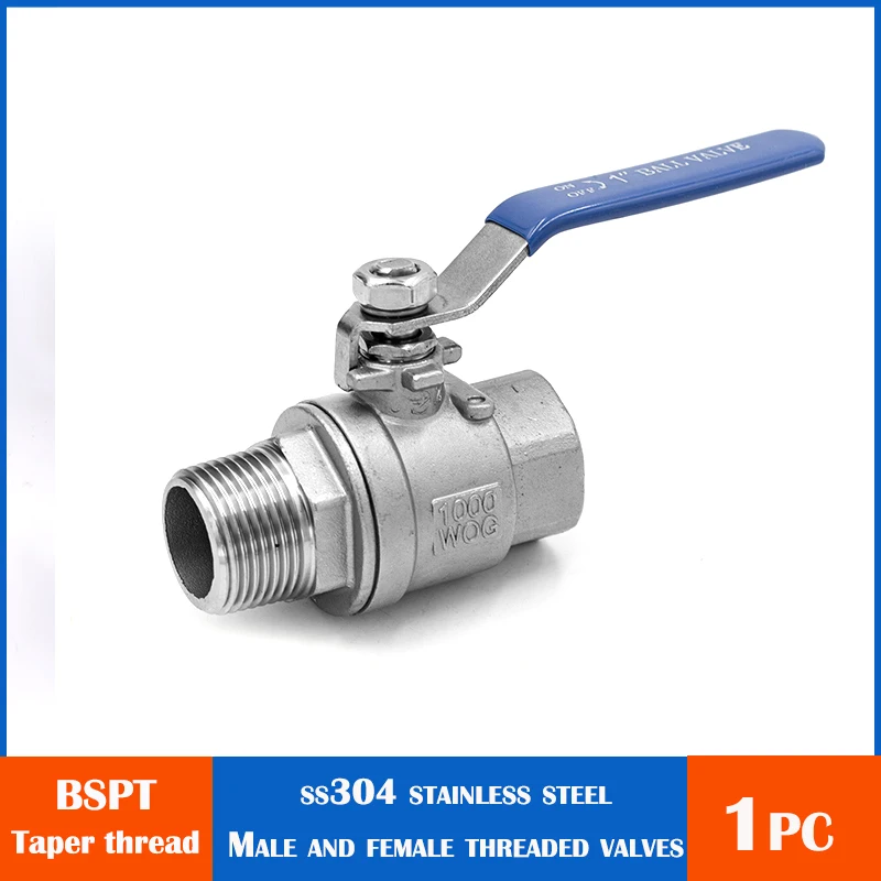 

Male TO female threaded ball valve 304 stainless steel 2 chip connected full size BSPT thread 3/8 1/2 3/4 With vinyl handles