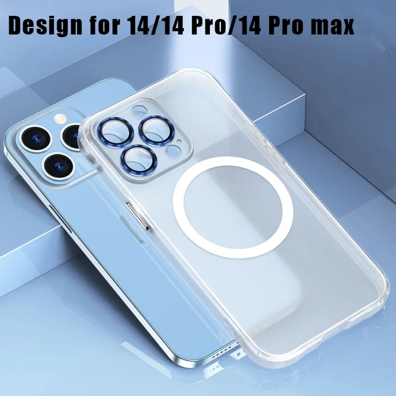 

Magnetic Clear Phone Case for IPhone 14/14pro/14Pro Max Matte Cover with Lens Protective Film Luxury Phone Case for IPhone 14