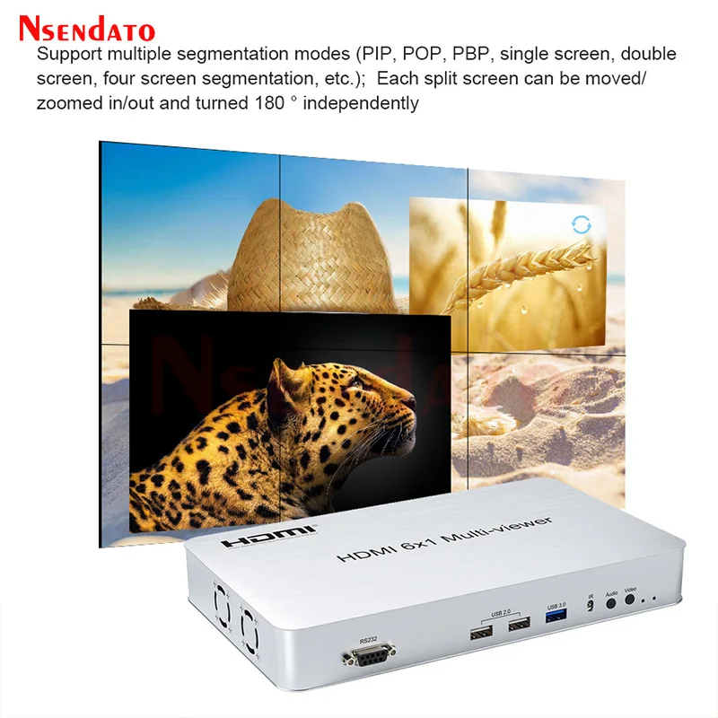 4K 60hz 1080p HDMI Multi-viewer 6X1 HDMI Quad Screen Segmentation Multiviewer with seamless 6 In 1 HDMI multi viewer For RS232