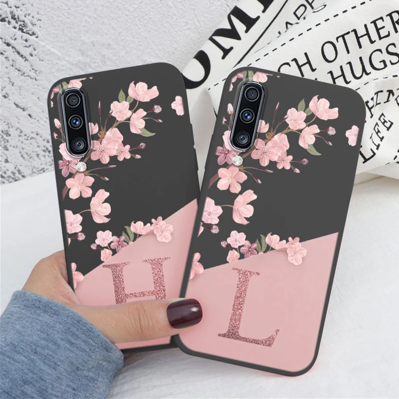 Letter Flower Phone Case For Samsung Galaxy A50 A50S A30S A70 Shockproof TPU Bumper Soft Silicone Cover For Samsung A 70 Fundas