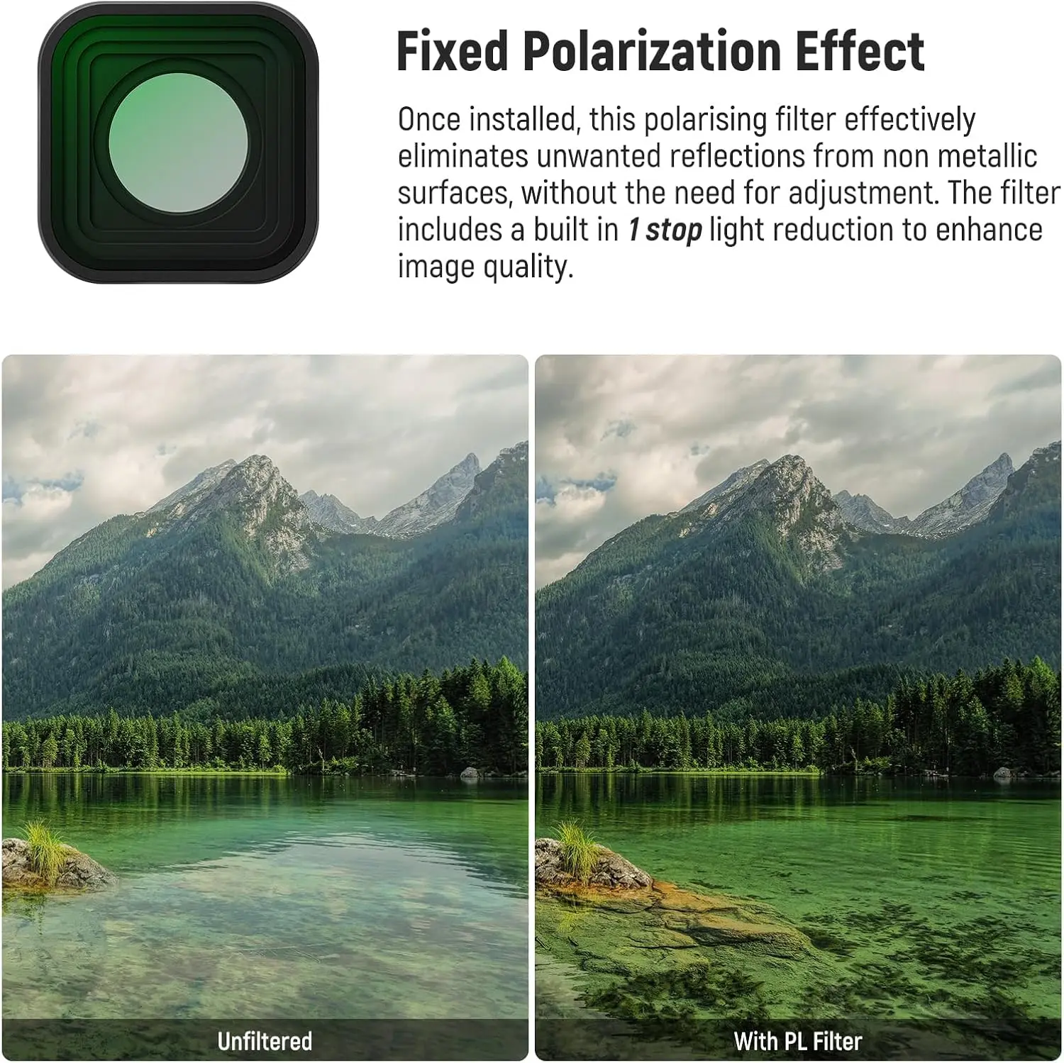 Filtre PL NEEWER pour GoPro Hero 9 10 11 12 - Polariseur Fixe HD