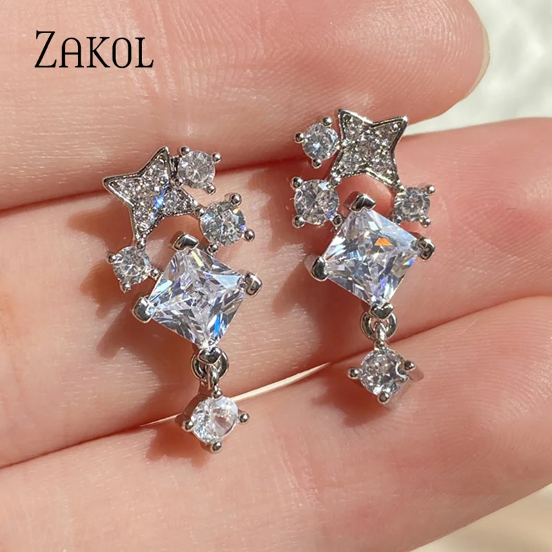 New fashion shiny Cubic Zirconia Lock Drop Earrings for Women High-grade  fine Jewelry Gift
