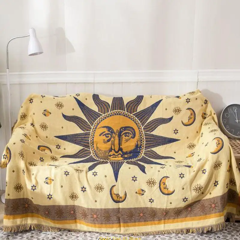 

for Sun God Moon Star Sofa Towel Decorative Slipcover Throw Blanket Thicken Non-