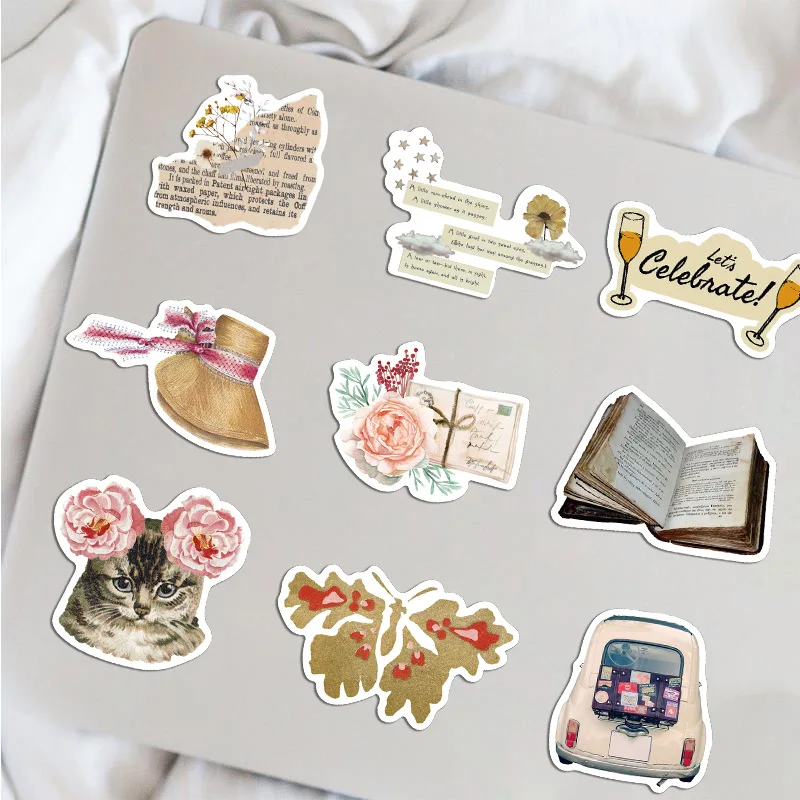 50Pcs 빈티지 동물 PVC 스티커 미적 어린이 문구 DIY 장식 스크랩북 학교 용품