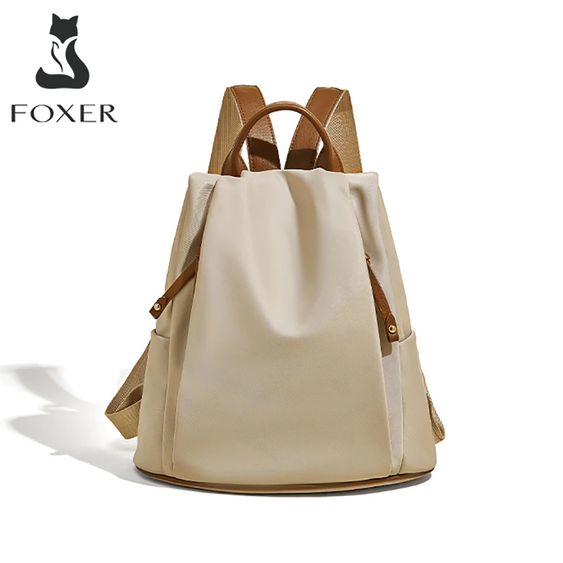 Sac à dos en tissu FOXER pour femme 2026 – Sac à bandoulière tendance avec poignée supérieure pour étudiantes – Cadeau idéal pour les universitaires