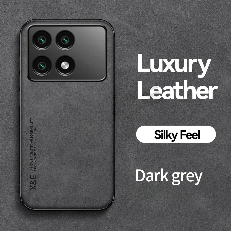 Fall Für Poco X6 Pro Leder Magnetische PU Auto Halter Coque Für Poco X6 Pro Abdeckung Silikon Stoßstange Stoßfest Schutz Shell – Detail 11