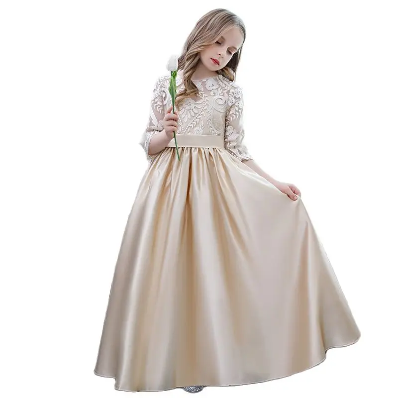 

Kids Dresses for Girls Tutu Lace Flower Embroidered Ball Gown Baby Children Wedding Party Dress