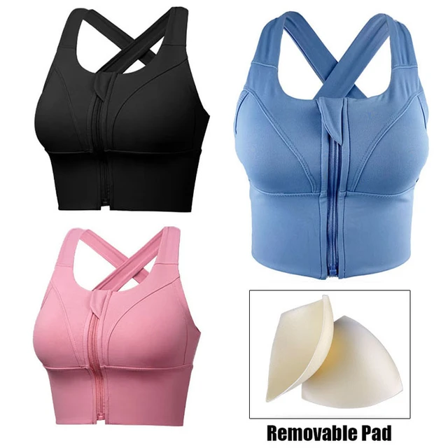 Zip Front Sports Bra - High Impact Sports Bras for Women Plus Size Workout  Fitness Running Underwear S-5XL