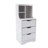 3 Drawers Night Stand with Open Shelf, Nightstand with Drawers, Vertical Bedside Cabinet, Bedside Cabinet Table for Bedr