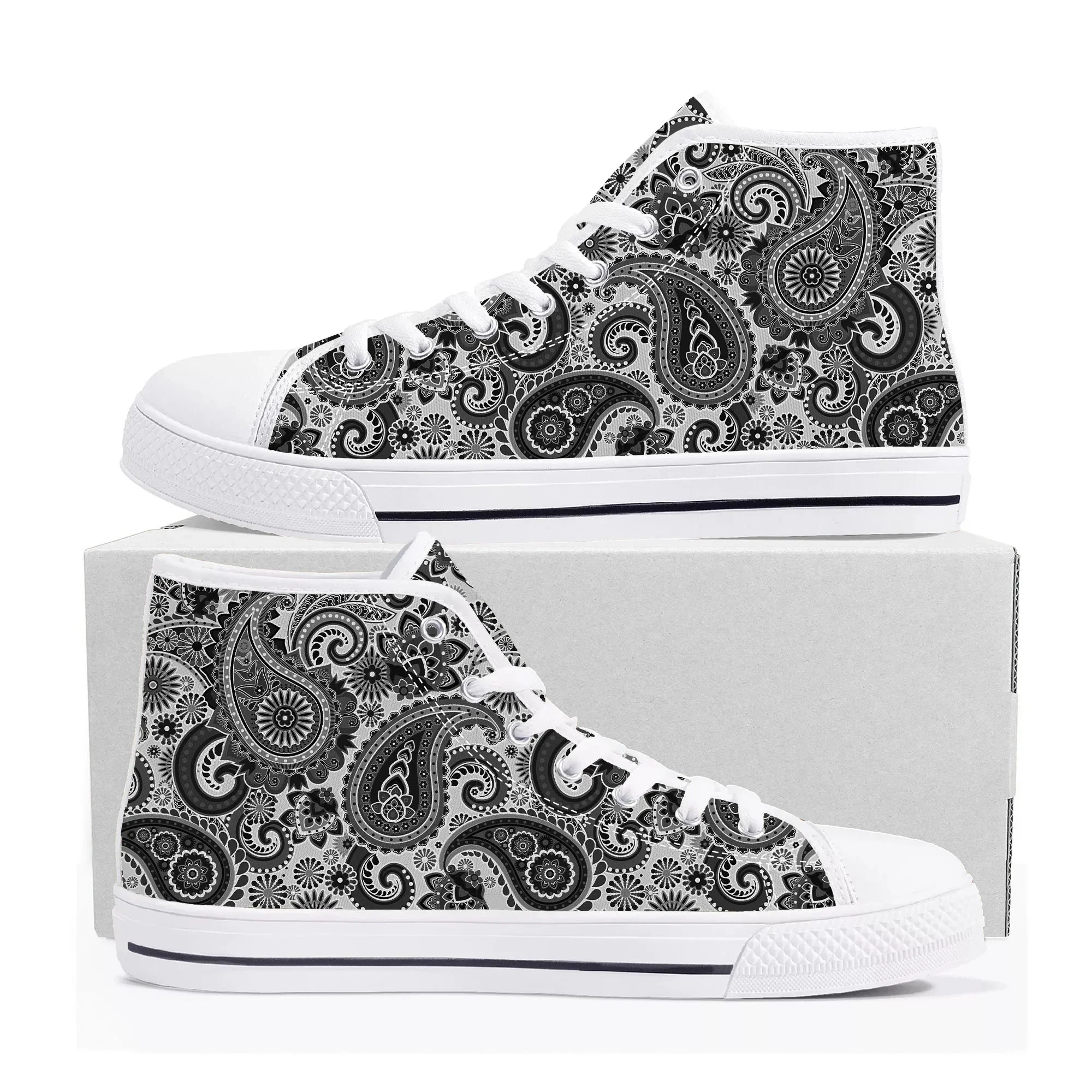 Bohemia Mandala Flower Print High Top Sneakers Mens Womens Teenager High Quality Canvas Sneaker couple Shoe Casual Custom Shoes