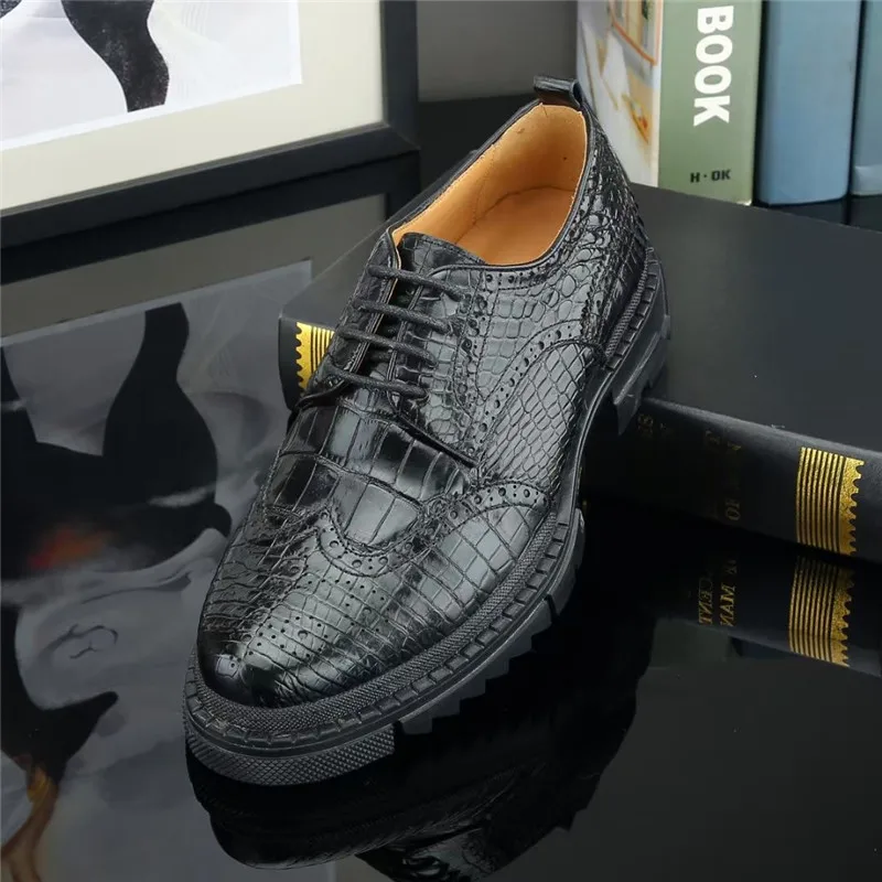 Authentic Exotic Crocodile Skin Classic Black Men Derby Shoes Genuine authentic-exotic-crocodile-skin-classic-black-men-derby-shoes-genuine