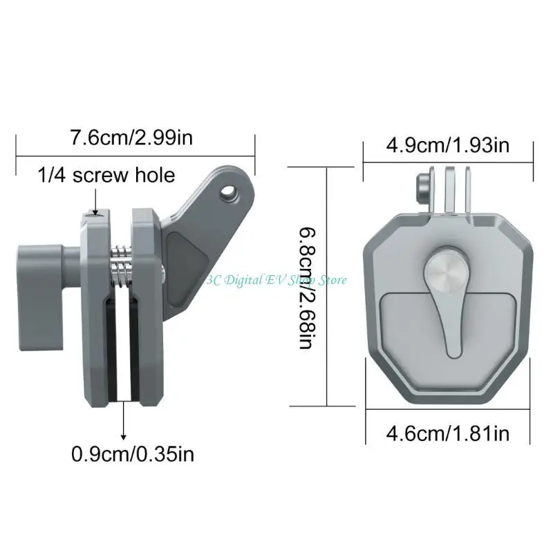 Support Moto Caméra Action 360° - Pince Pare-Brise Aluminium