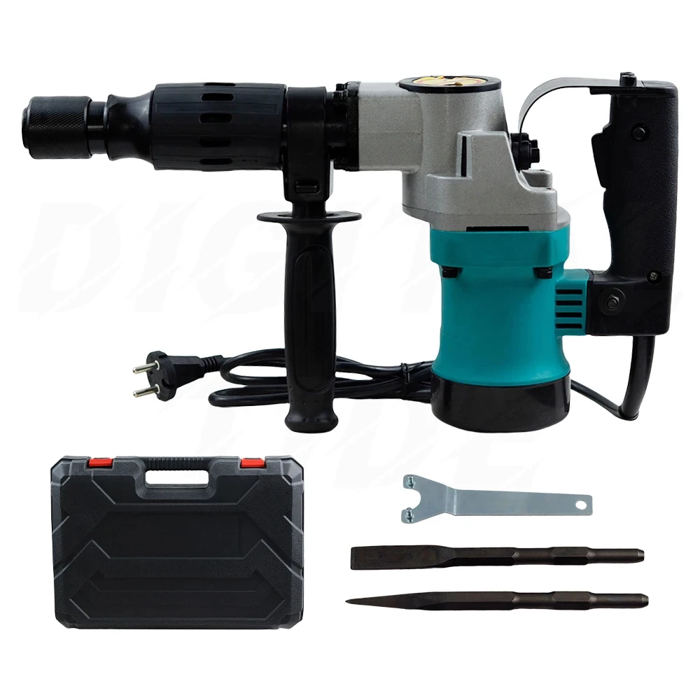 1200W Electric Hammer Drill Heavy Duty Rotary Drill Swivel Demolition Hammer 1500RPM Industrial Grade Concrete Demolition Hammer 6
