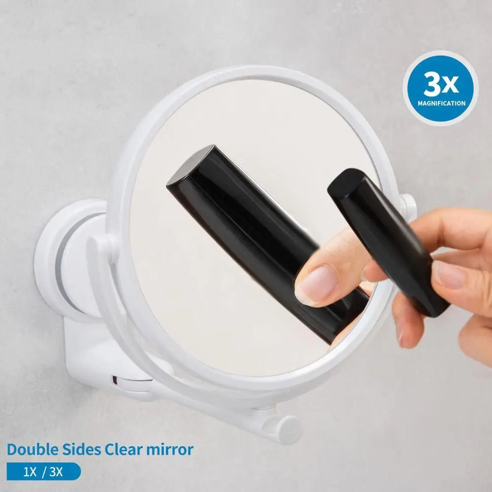 360° Swivel Folding Cosmetic Mirror No Punch Magnifying Mirror Bathroom Mirror Wall Mounted Shaving Mirror HD Cosmetic Mirror 2