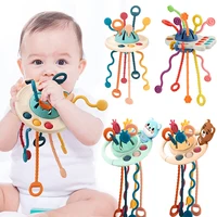 Development Baby Rattle Teether Toys Montessori Silicone Pull String Games Baby Toys 1 Year Teething Toys For Babies 6 12 Months 2