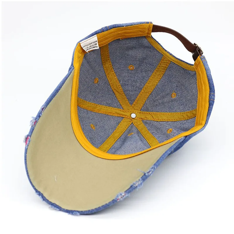 Women's Baseball Cap Diamond Painting Embroidery Flower Denim Snapback Jeans Cowboy Summer Sun Hat