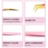 1 Pcs Eyelash Tweezers Extension Pink Stainless Steel Superhard Tweezers With Fiber Tips High Precision Anti-Static Tweezers 3