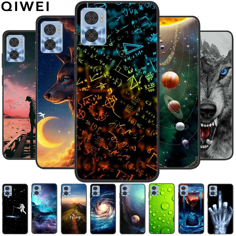 Per Motorola Moto E22 Custodia E 22 22I Silicone Nero Tpu Paraurti Morbido Per Moto E22I E22S Copertura Antiurto Animali Verniciato Lupo Coque