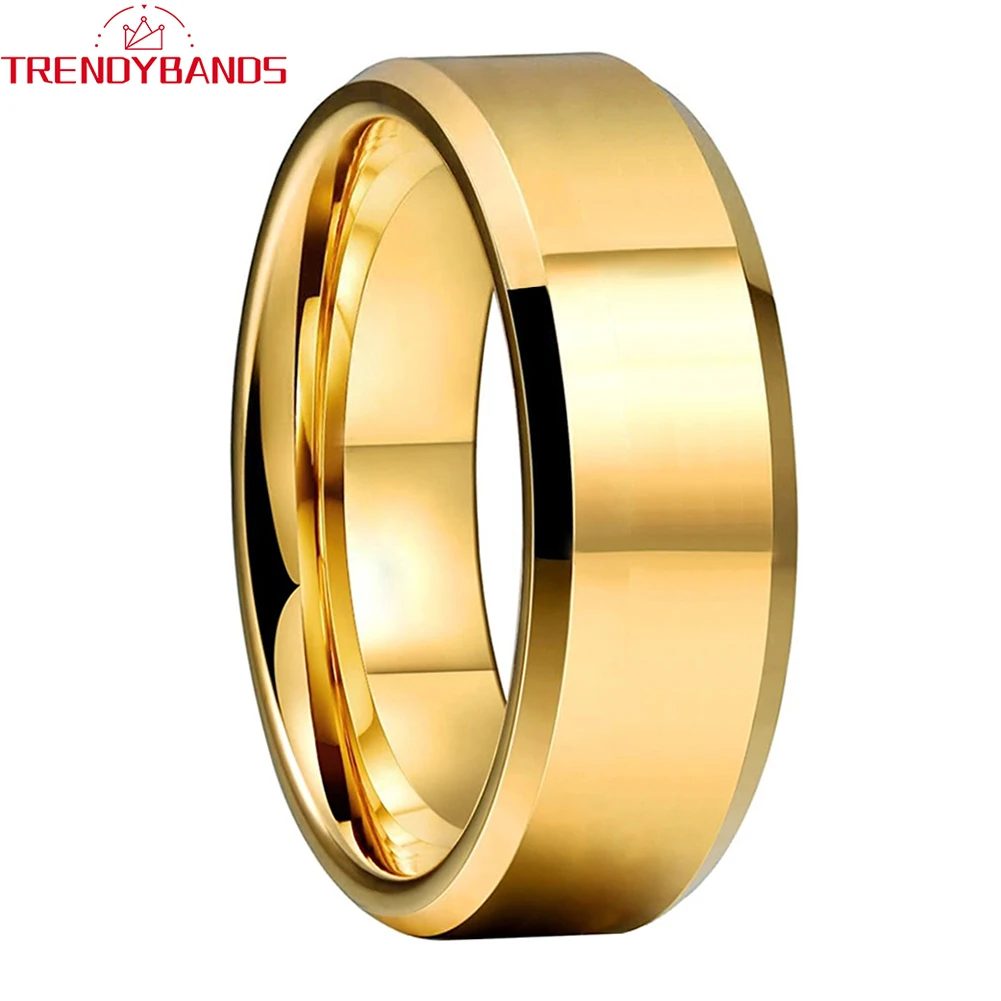 

6mm 8mm Tungsten Carbide Engagement Rings for Women Men Wedding Band Beveled Edges High Polished Shiny Comfort Fit