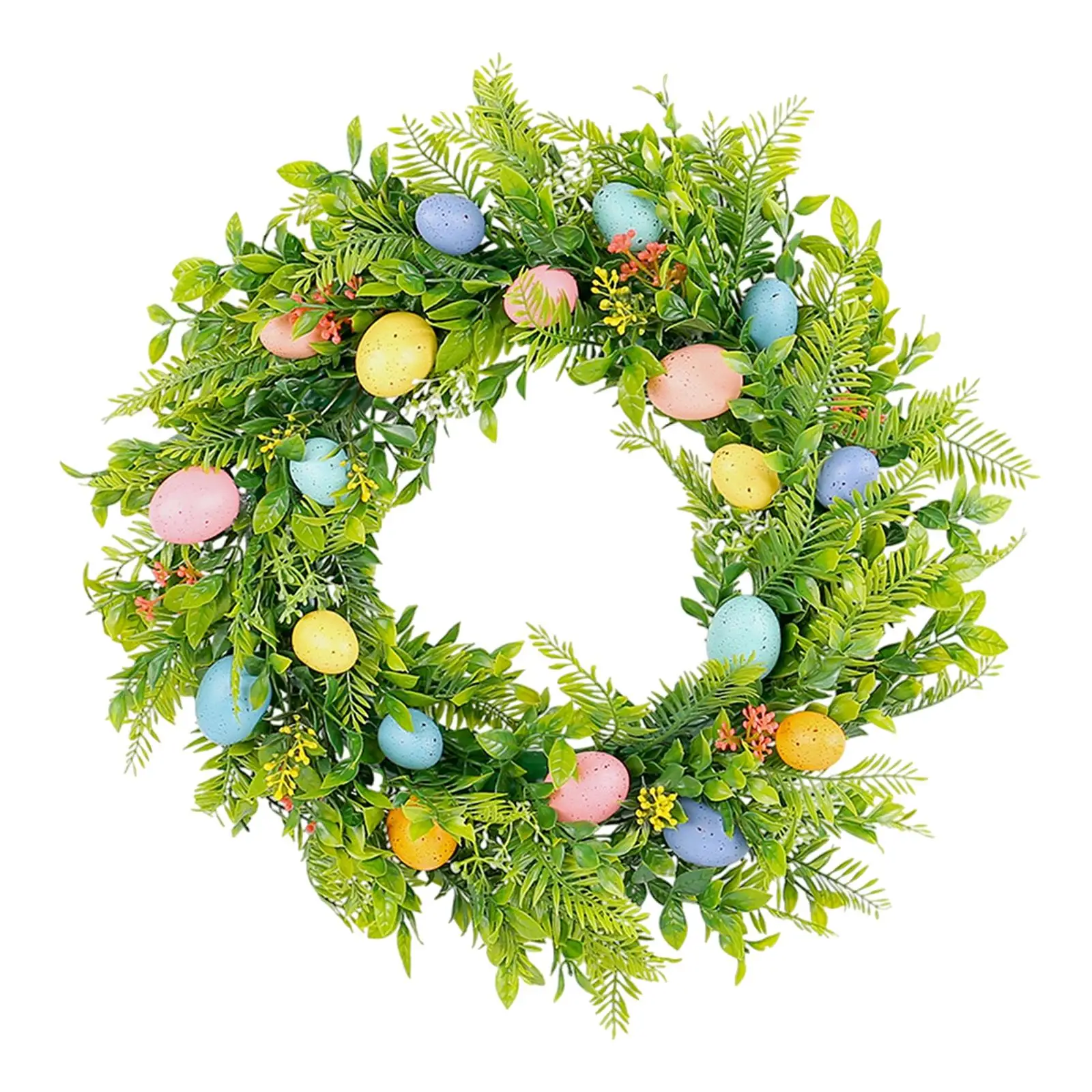 45cm Colorful Easter Egg Wreath Decoration Artificial Spring Wreath Easter Party Supply for Hallway Lightweight Versatile