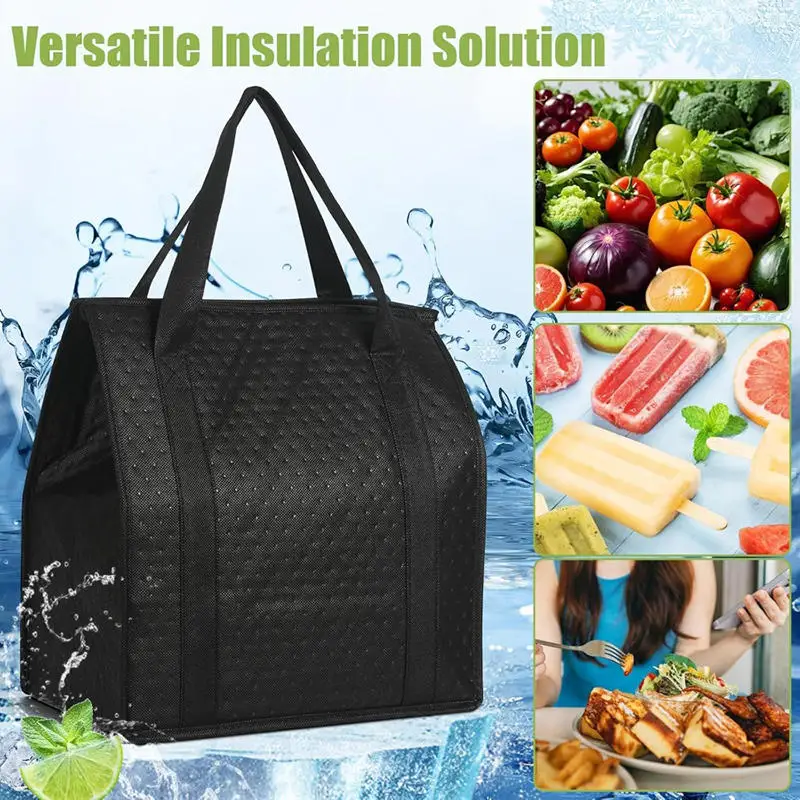 Insulated Shopping Bags for Groceries with Sturdy Zipper and Handles Large Foldable Washable Cooler Reusable Cooler Bags