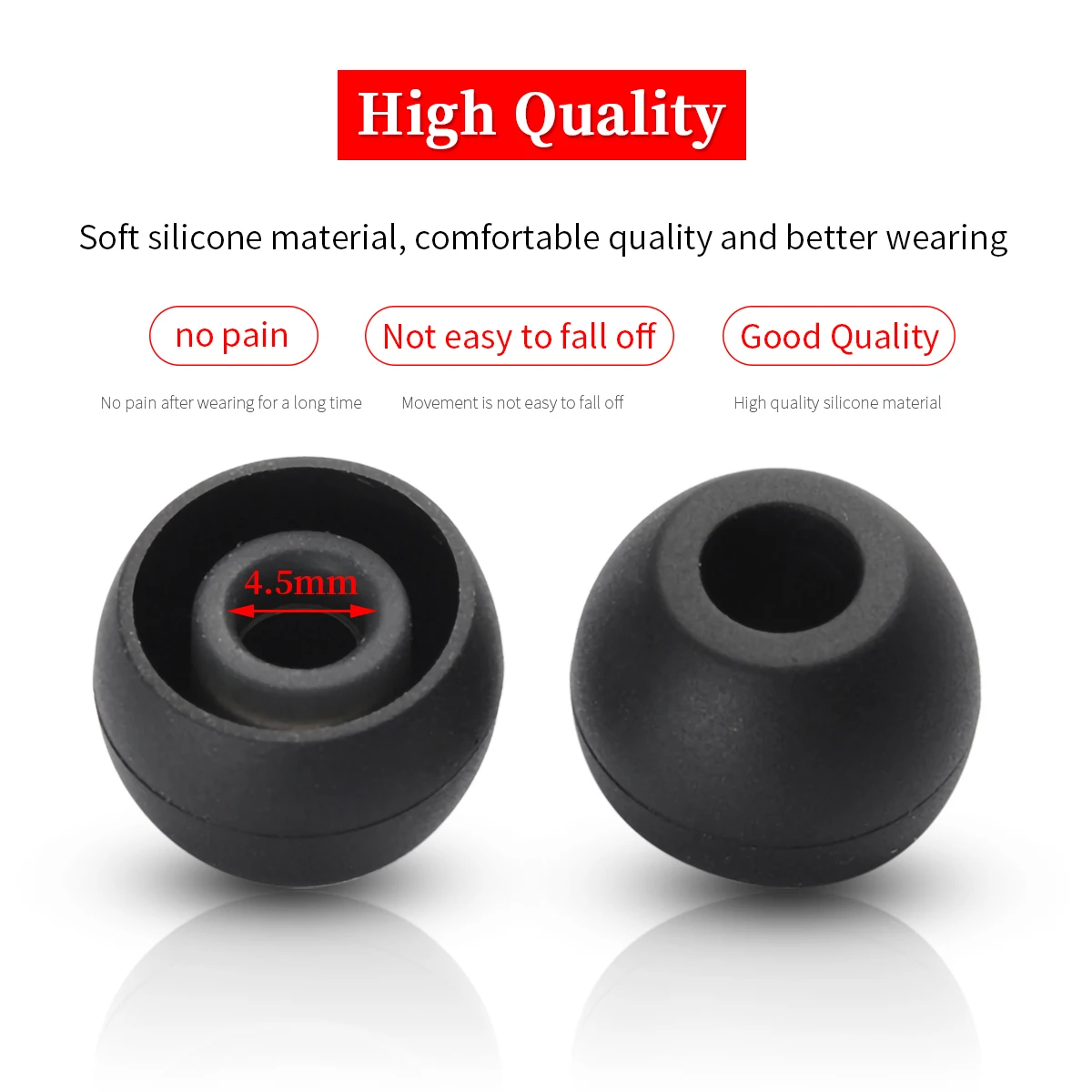 2Pcs Silicone Ear Tips for Freelace Eartips for Audio-Technica ATH-CKS550XIS Breathable In-ear Headphones Tips 4.5-5.5mm