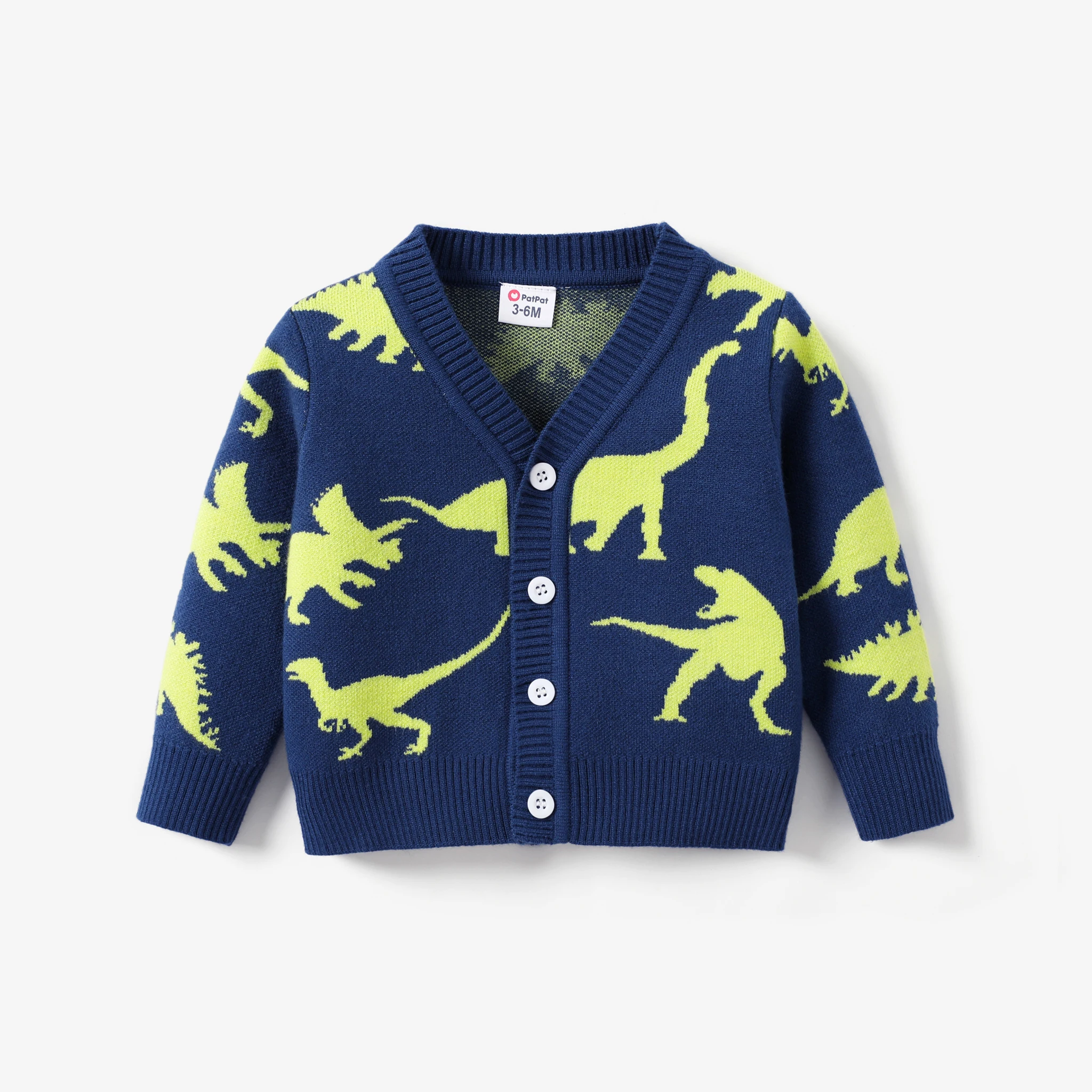 

PatPat Baby/Toddler Boy Childlike Dinosaur Knitted Sweater with Secret Button