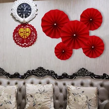 Chinese New Year Decorations for Home 6pcs/lot Spring Festival Paper Flowers Fan Wedding Valentaines' Day Proposal Scene Decor