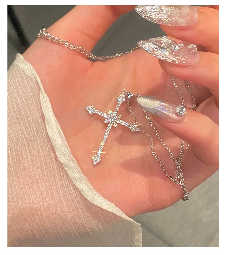 Collana con ciondolo a croce in moissanite autentica da donna, 2025, 1 ct, colore D, argento sterling, gioielli raffinati per donna PE021_voghion.com