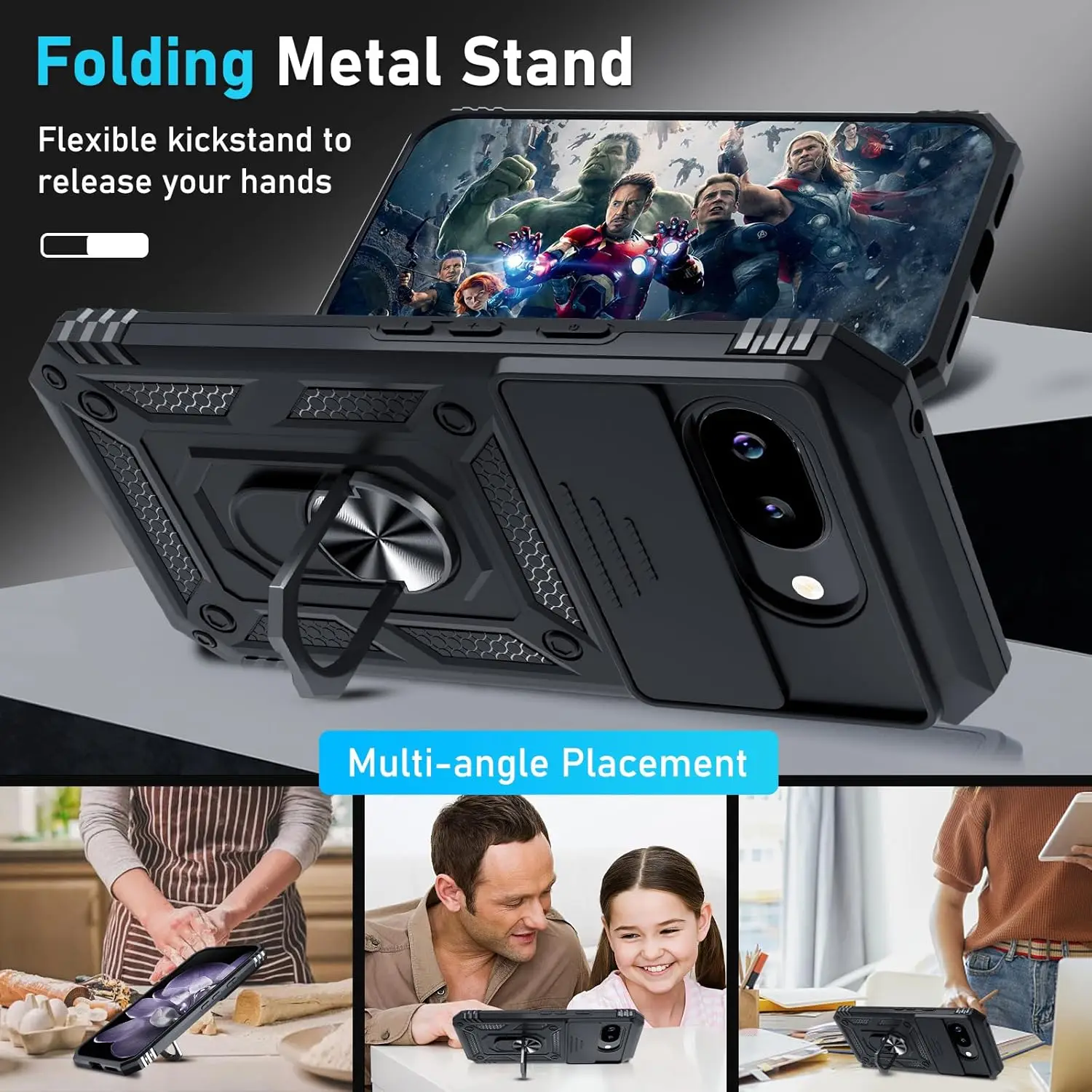 Enhanced Slide Camera Lens Case with Magnetic Kickstand and Military-Grade Armor Bumpers