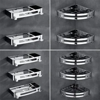 Stainless Steel Bathroom Shelves Corner Shelf Organizer Kitchen Sucker Wall Mounted Storage Corner Rack Bathroom Accessories 1