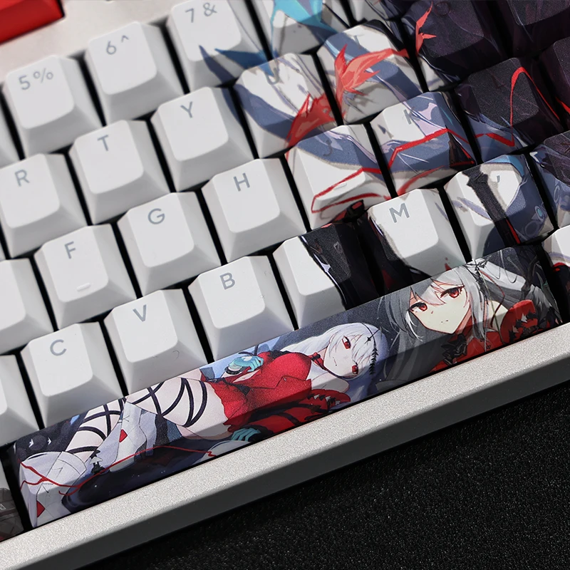 Chaves Conjunto Arknights Skadi Keycap Pbt Tintura Subbed Backlit Keycaps dos Desenhos Animados Anime Gaming Key Caps para Ansi 61 87 104 108 Layout 108 - Imagem 5
