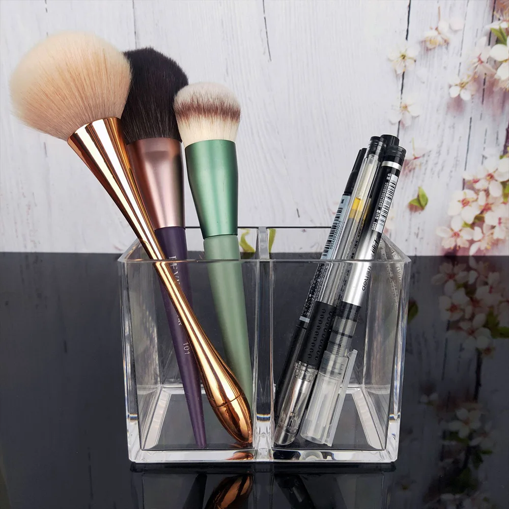 Description Picture 3 of item3 Holes Transparent Cosmetic Makeup Acrylic Makeup Brush Tool Storage Box Case Make-up Brush Holder Table Organizer Makeup Tool