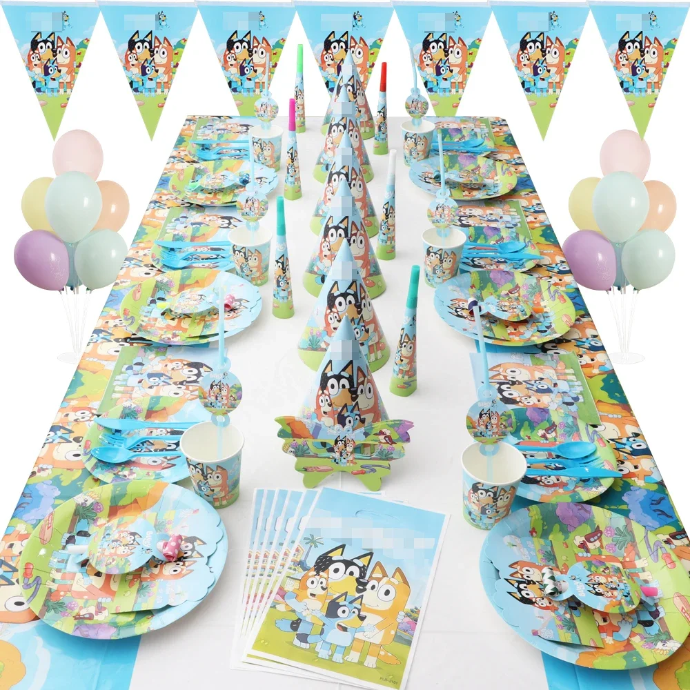 Bluey Party Decorations Cartoon Balloon Set Aluminum Film Balloon Bluey Dog Birthday Party Decoration Layout Background Supplies
