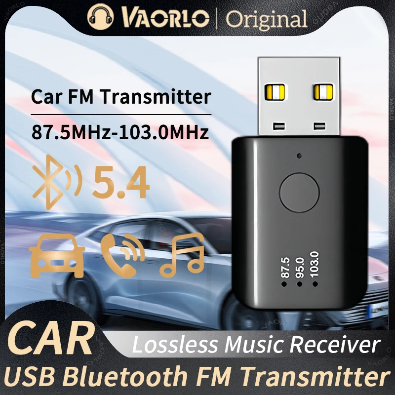 Bluetooth 5.4 FM Transmitter Mic Handsfree Call USB Wireless Adapter Lossless Stereo Music Audio Receiver Car FM Radio Bluetooth Adapter Bluetooth Audio Receiver Bluetooth Transceiver Adapter Audio Adapter Bluetooth Aux Adaptor Wireless USB Adapter