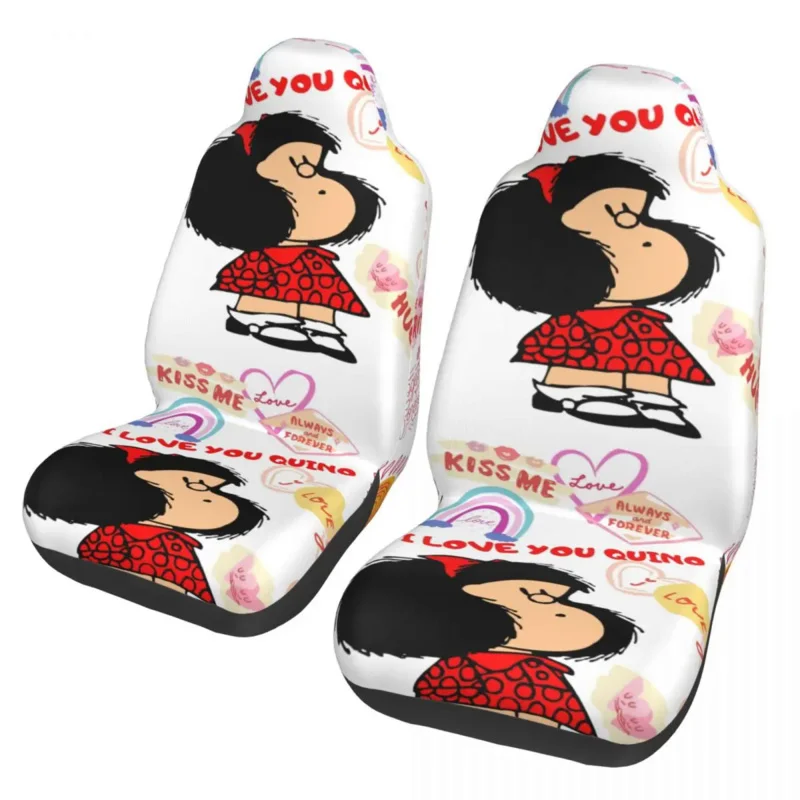 

Custom Mafalda Quino Comics Tribute Universal Car Seat Covers Fit Any Car Truck Van RV Comic Auto Seat Cover Protector 2 Pieces