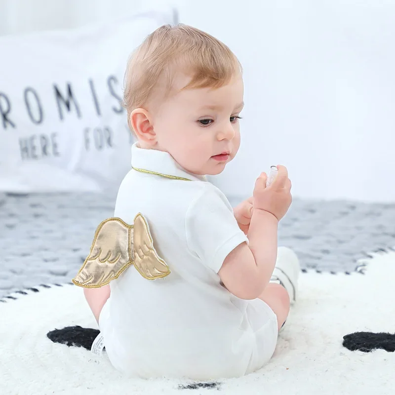 

Angel Rompers Child Clothing Baby Clothes Girls Infants Kids Climb Summer Short-sleeved Jumpsuits