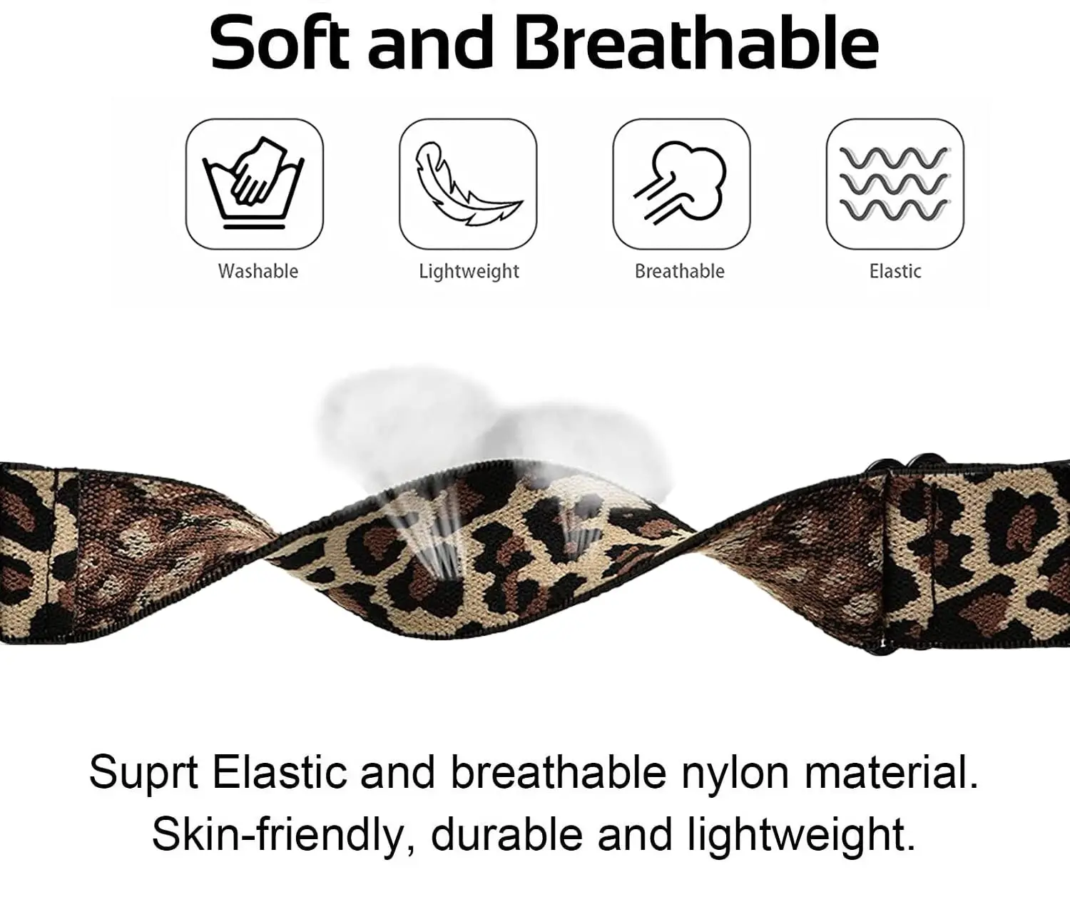 Elastic Nylon Band with Adjustable Buckle - 20mm Replacement Wristband