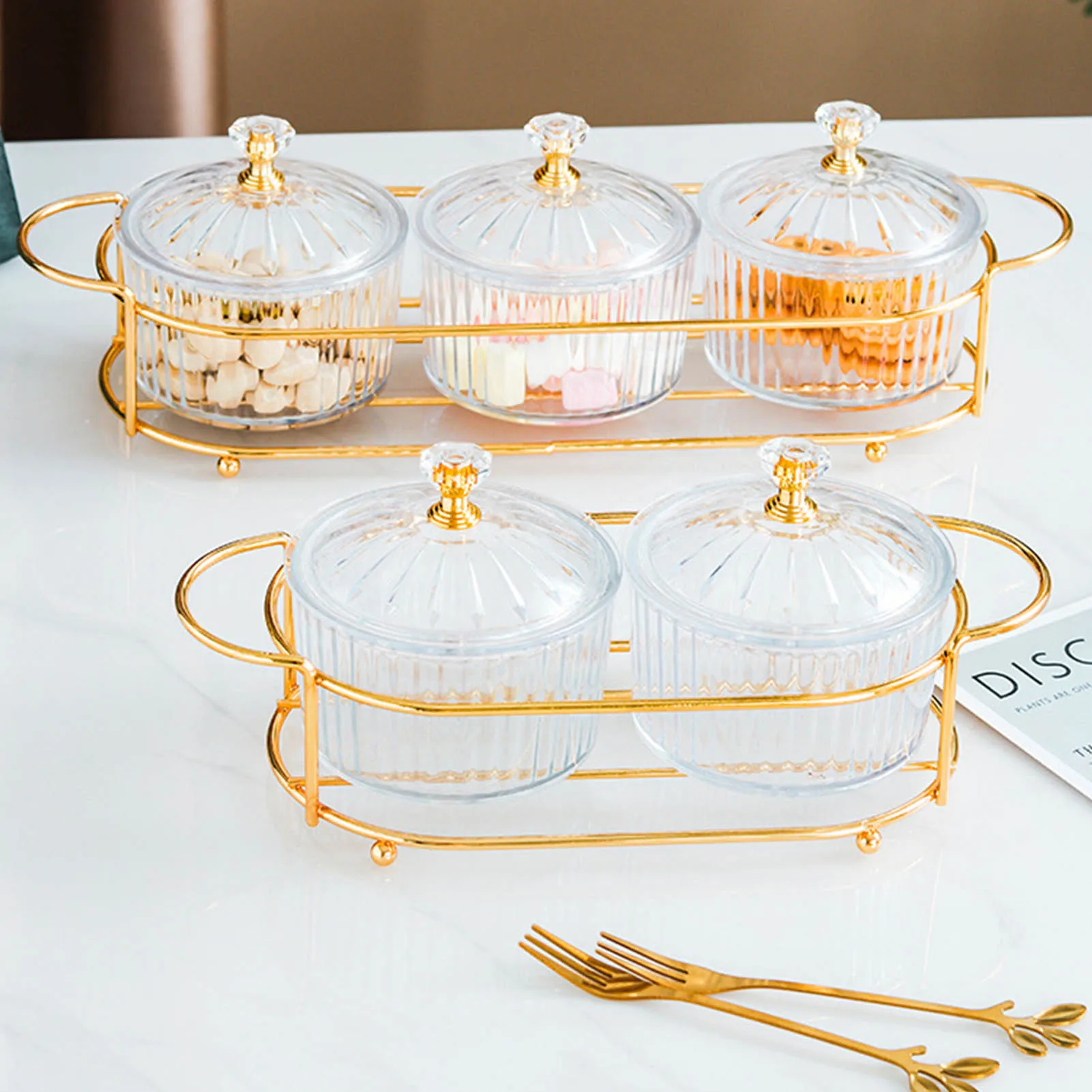 2/3/4/6 Cell Dried Fruit Container With Lid Nordic Style Snack Fruit Serving Tray Set House Transparent Snack Storage Plate