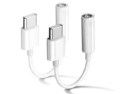USB - C to 3.5mm Audio Adapter - Premium Type C to Headphone Jack Converter Cable (White 2pcs)
