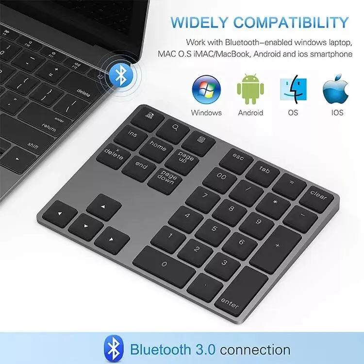 

Беспроводная клавиатура, алюминиевая, bluetooth, цифровые клавиши клавиатуры