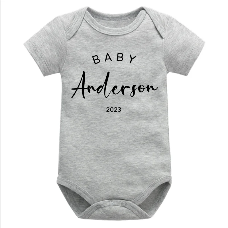 

Pregnancy Announcement Baby Bodysuit Personalized Last Name Onesie Baby Shower Coming Soon Baby Romper Baby Girl Clothes