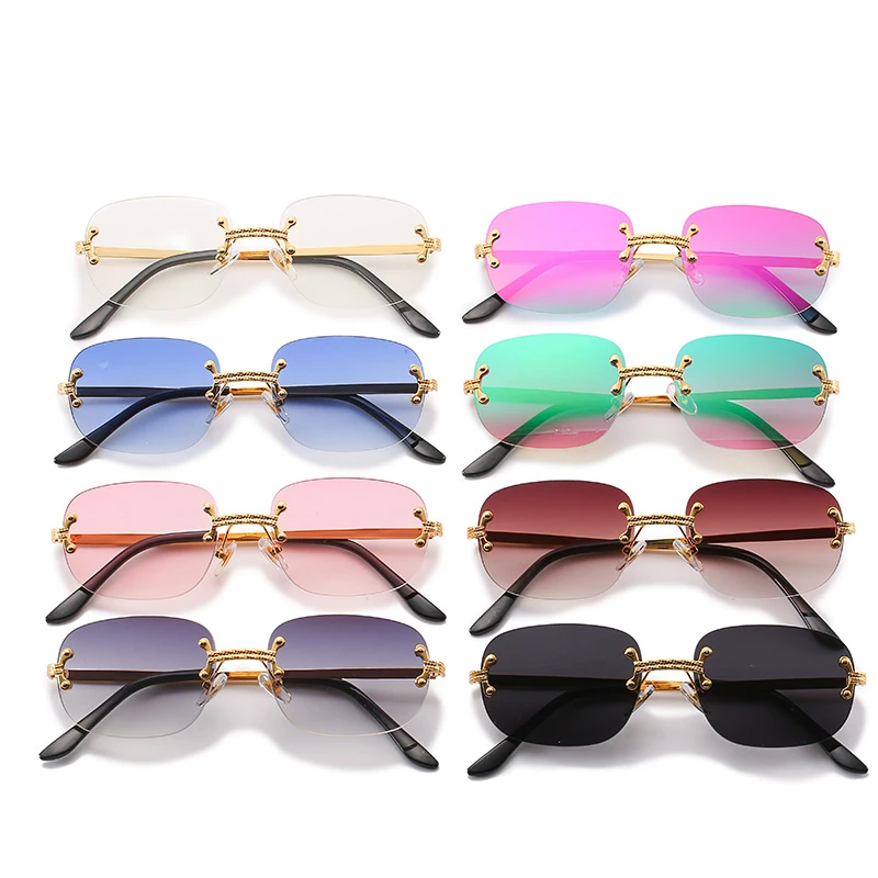 KeiKeSweet Luxury Brand Desiger Vintage Fashion Sunglasses Women Men Rays UV400 Shades Rimless Gradient Sun Glasses Party Top coach sunglasses