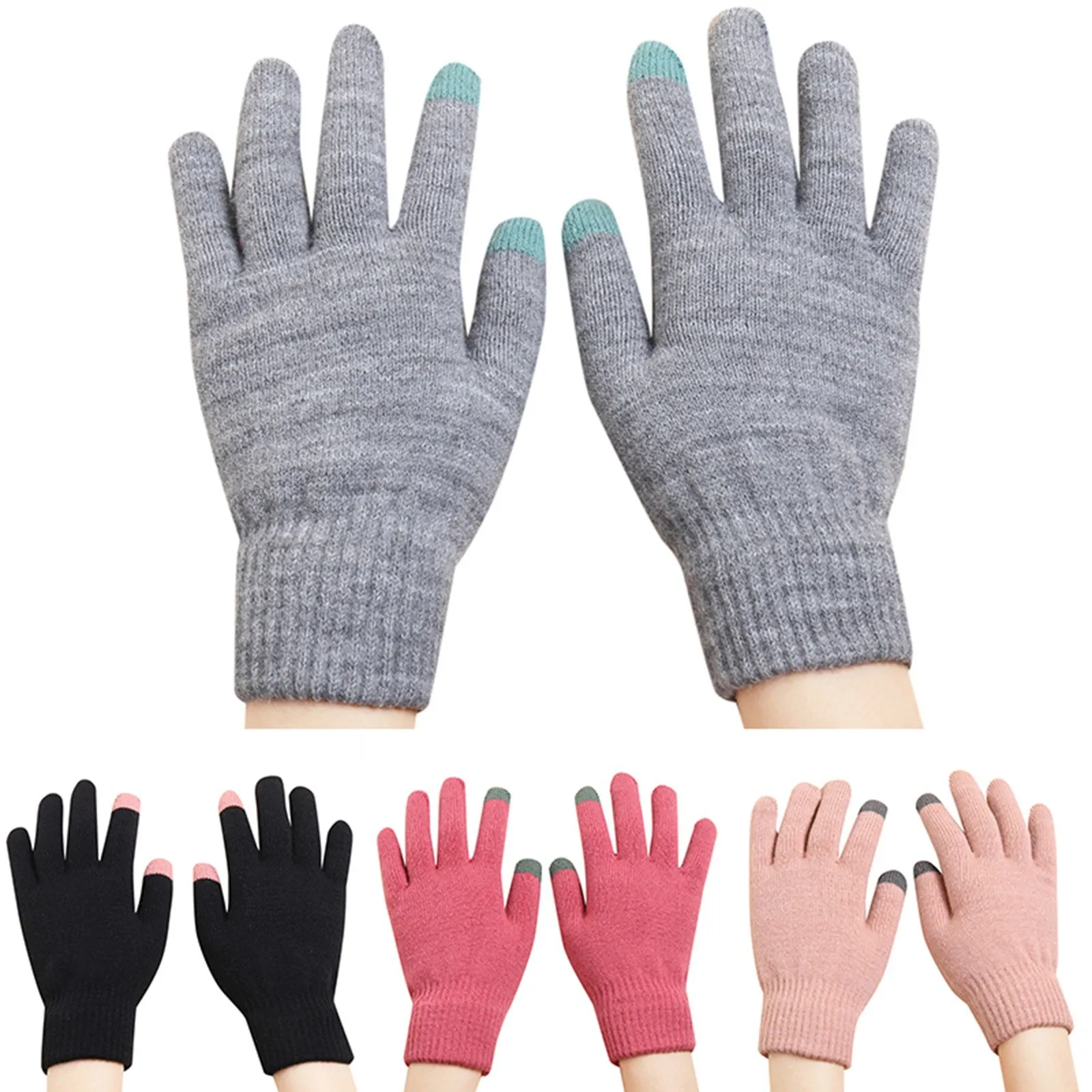 

Женские зимние теплые вязаные плотные эластичные s-перчатки, женские термальные повседневные закрытые перчатки с лямкой на шее, аксессуары для девочек, варежки для мужчин и женщин