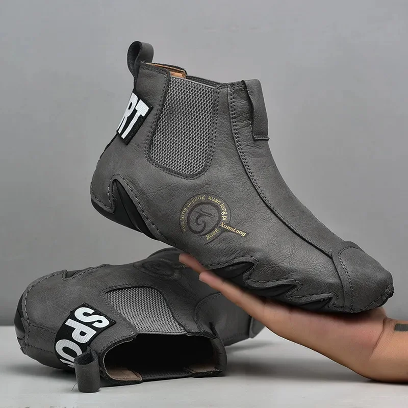 

Men Boots 2023 Warm Cotton Shoes Handmade Outdoor Sneakers Soft SoleComfortable Men's Ankle Boots Male Casual Flat Short Boots