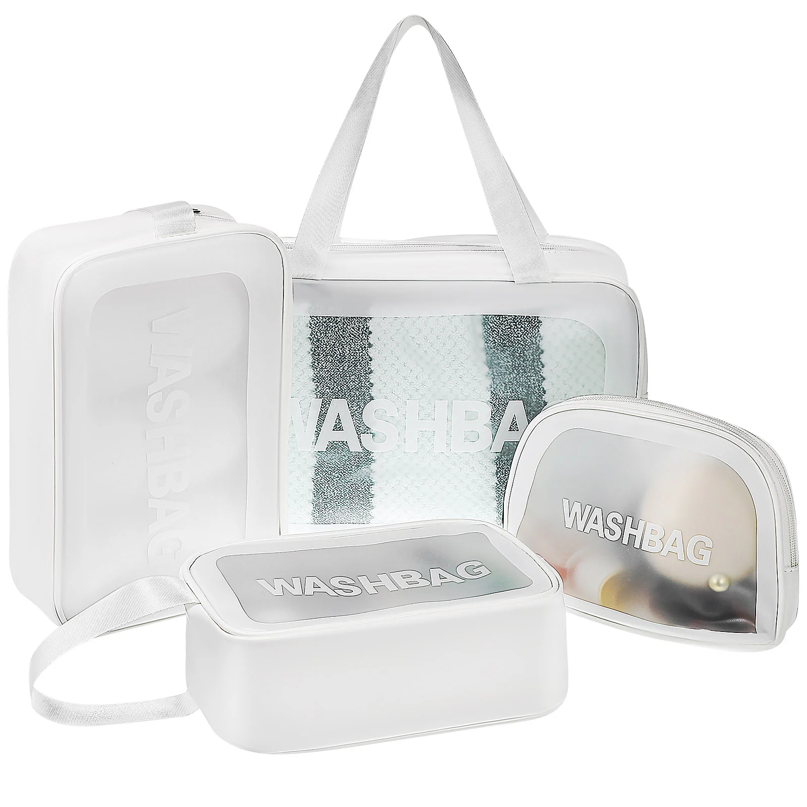 

Cosmetics Bag Small Makeup Travel Toiletry Three Piece Suit Portable Pvc Pouches Miss