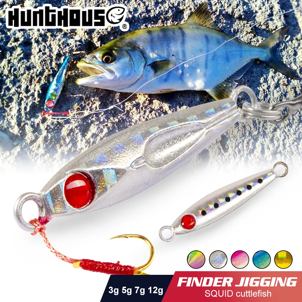 Hunthouse Jackeye Finder Metal Jig Fishing Lure Slow Sinking Hard Bait Long  Casting Spoon 3g 5g 7g 12g Saltwater For Bass Trout