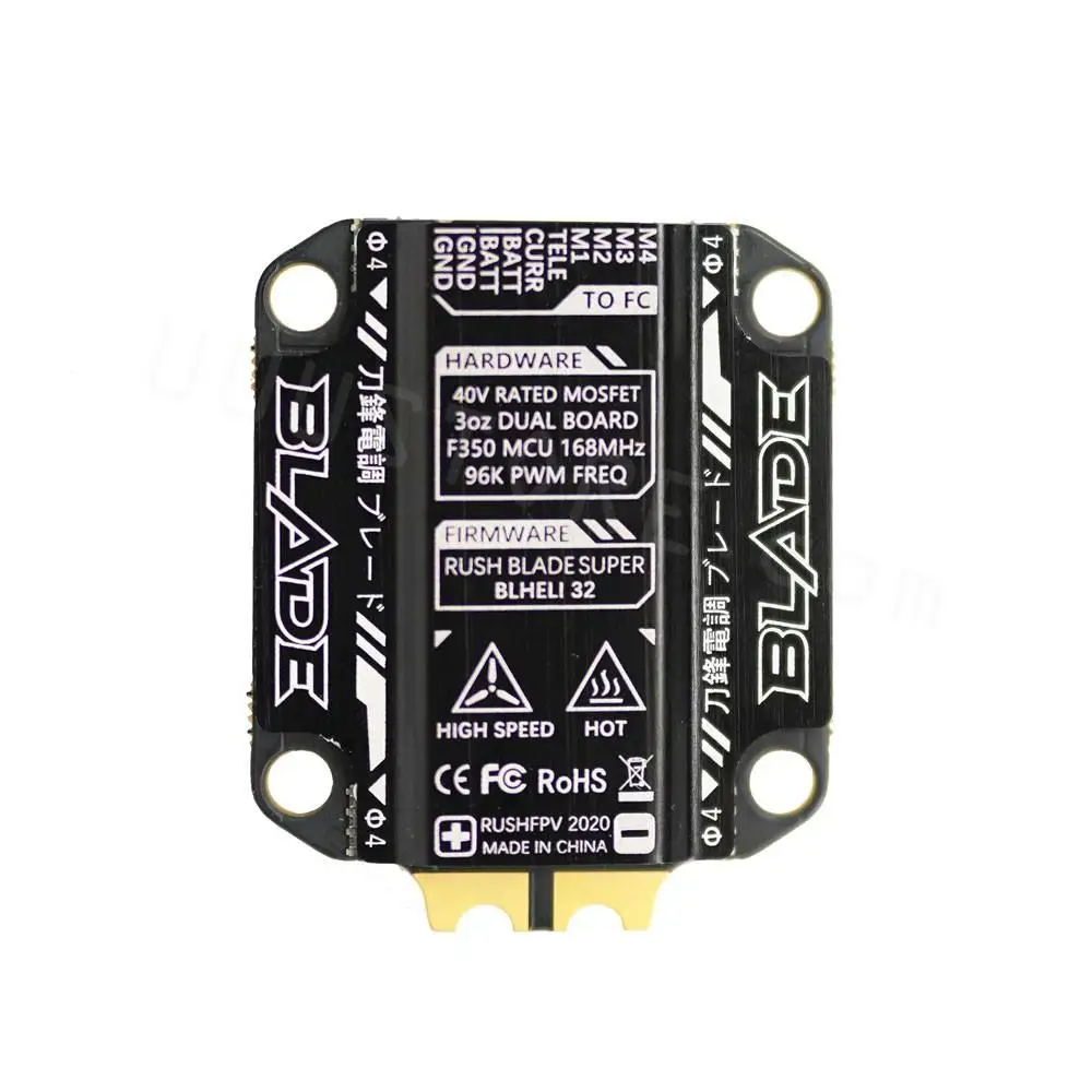 

RUSH BLADE Super Edition 60A F350 MCU 48MHz 48K PWM 3S~6S BLHeli_32 4 In 1 Brushless ESC for RC FPV Racing Drone