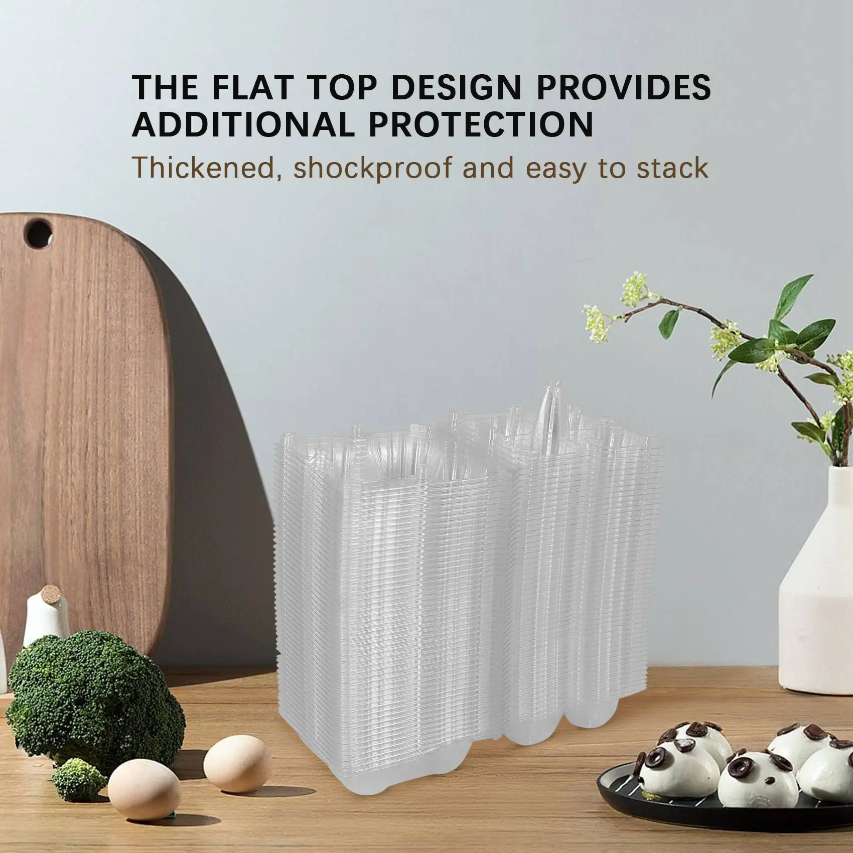 50Pcs Plastic Egg Cartons Bulk Clear Chicken Egg Tray Holder for Family Pasture Chicken Farm Business Market- 4 Grids 6
